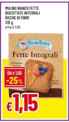 MULINO BIANCO FETTE BISCOTTATE INTEGRALI RICCHE DI FIBRE