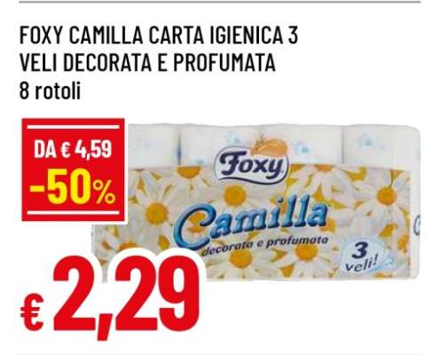 FOXY CAMILLA CARTA IGIENICA 3 VELI DECORATA E PROFUMATA