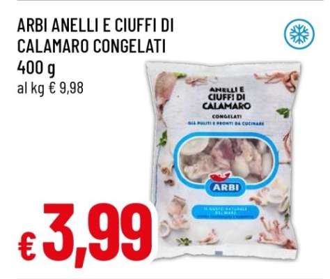 ARBI ANELLI E CIUFFI DI CALAMARO CONGELATI