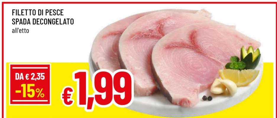FILETTO DI PESCE SPADA DECONGELATO