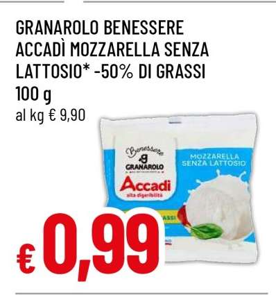 GRANAROLO BENESSERE ACCADÌ MOZZARELLA SENZA LATTOSIO