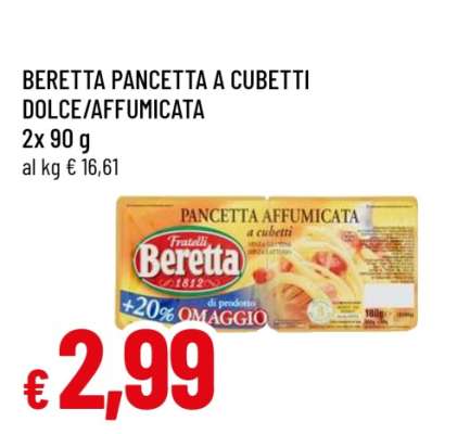 Beretta Pancetta a Cubetti Dolce/Affumicata