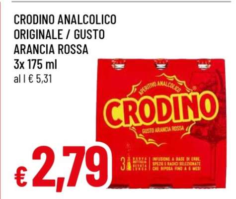 CRODINO ANALCOLICO ORIGINALE / GUSTO ARANCIA ROSSA