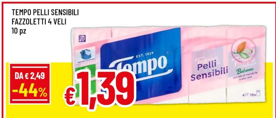 TEMPO PELLI SENSIBILI FAZZOLETTI 4 VELI