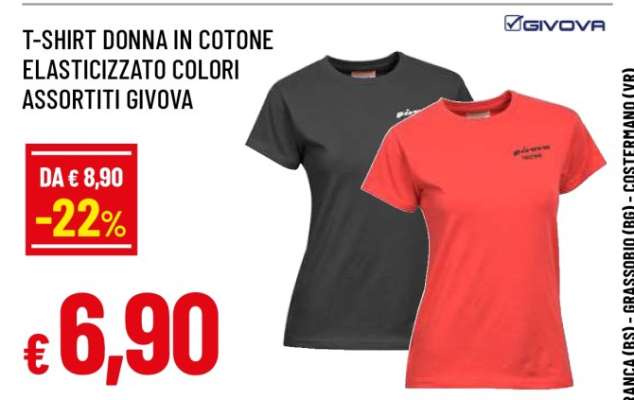 T-shirt donna in cotone elasticizzato colori assortiti Givova