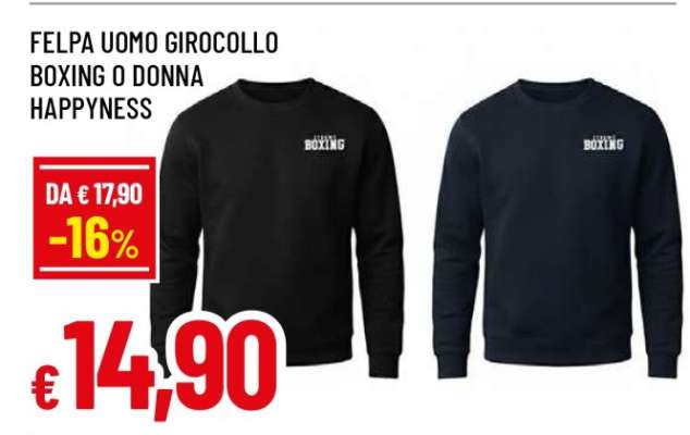 Felpa Uomo Girocollo Boxing o Donna Happyness