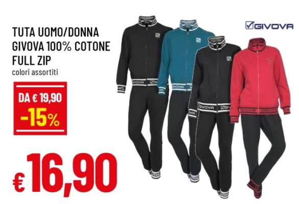 TUTA UOMO/DONNA GIVOVA 100% COTONE FULL ZIP