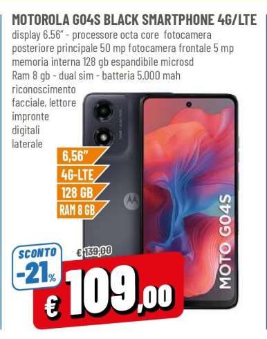 MOTOROLA G04S BLACK SMARTPHONE 4G/LTE