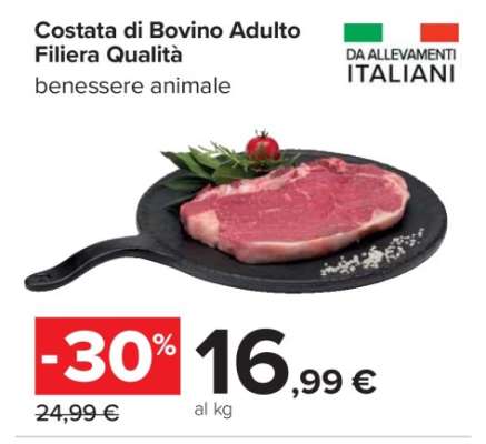 Costata di Bovino Adulto Filiera Qualità