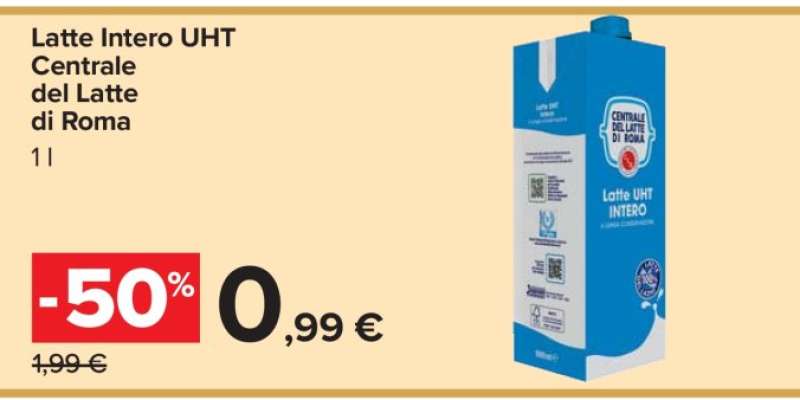 Latte Intero UHT Centrale del Latte di Roma