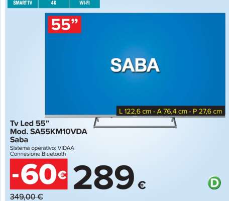 Tv Led 55” Mod. SA55KM10VDA Saba