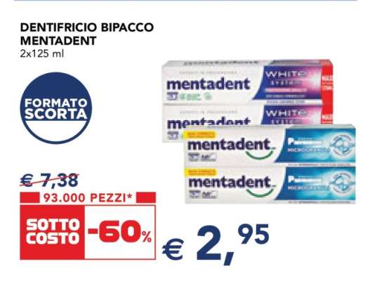 Dentifricio Bipacco Mentadent