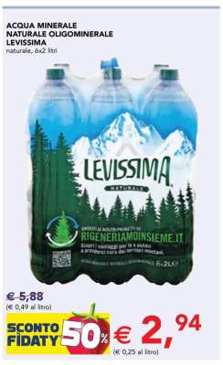 ACQUA MINERALE NATURALE OLIGOMINERALE LEVISSIMA