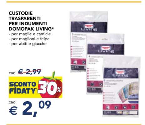 CUSTODIE TRASPARENTI PER INDUMENTI DOMOPAK LIVING