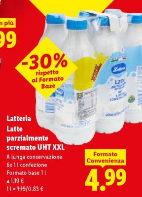 Latteria Latte parzialmente scremato UHT XXL