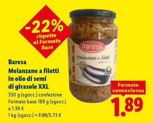 Baresa Melanzane a filetti in olio di semi di girasole XXL