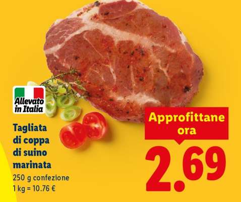 Tagliata di coppa di suino marinata