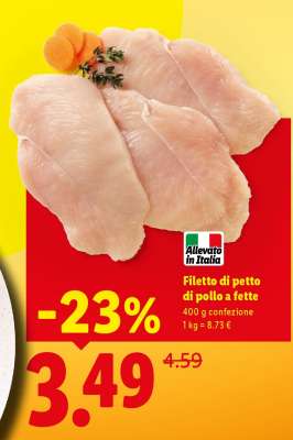 Filetto di petto di pollo a fette