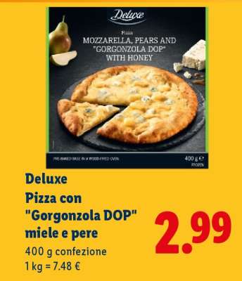Deluxe Pizza con "Gorgonzola DOP", miele e pere
