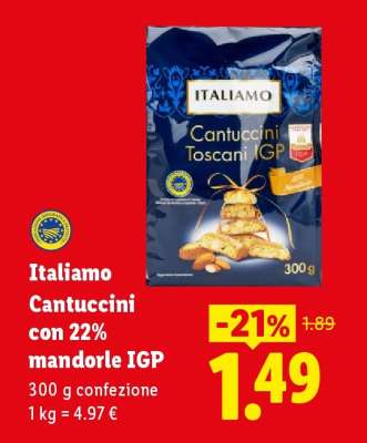Italiamo Cantuccini con 22% mandorle IGP