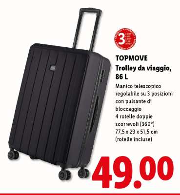 TOPMOVE Trolley da viaggio, 86 L