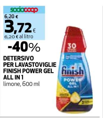 DETERSIVO PER LAVASTOVIGLIE FINISH POWER GEL ALL IN 1