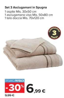 Set 3 Asciugamani in Spugna