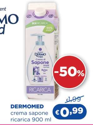 DERMOMED crema sapone ricarica 900 ml