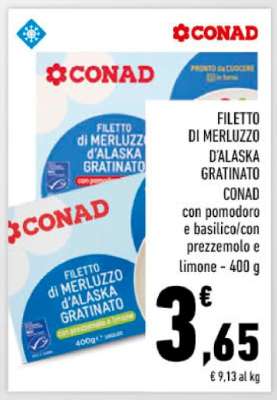 FILETTO DI MERLUZZO D’ALASKA GRATINATO CONAD