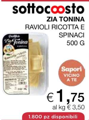 ZIA TONINA RAVIOLI RICOTTA E SPINACI 500 G
