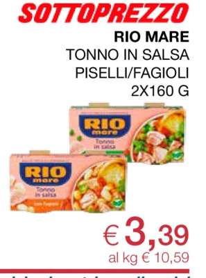RIO MARE TONNO IN SALSA PISELLI/FAGIOLI 2X160 G