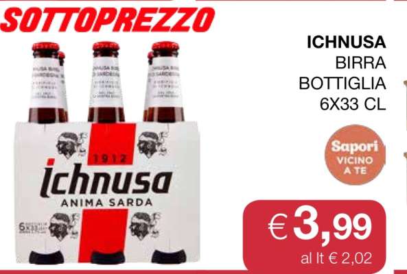 ICHNUSA BIRRA BOTTIGLIA 6X33 CL