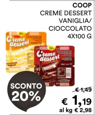 COOP CREME DESSERT VANIGLIA/CIOCCOLATO 4X100 G