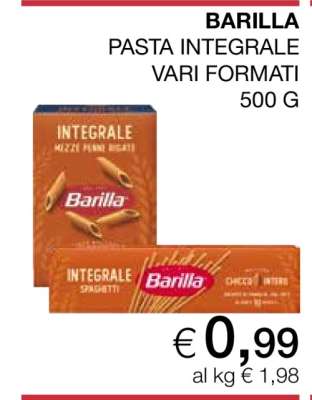 BARILLA PASTA INTEGRALE VARI FORMATI