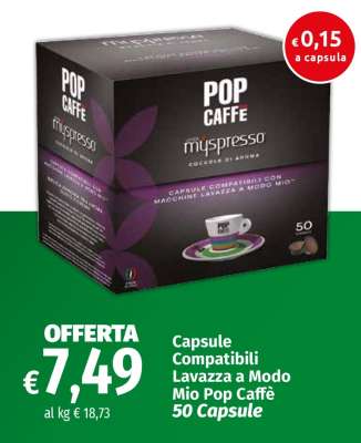 Capsule Compatibili Lavazza a Modo Mio Pop Caffè 50 Capsule