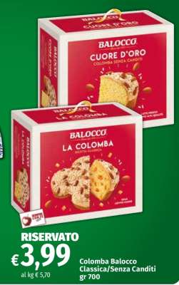 Colomba Balocco Classica/Senza Canditi gr 700