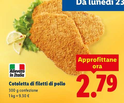 Cotoletta di filetti di pollo
