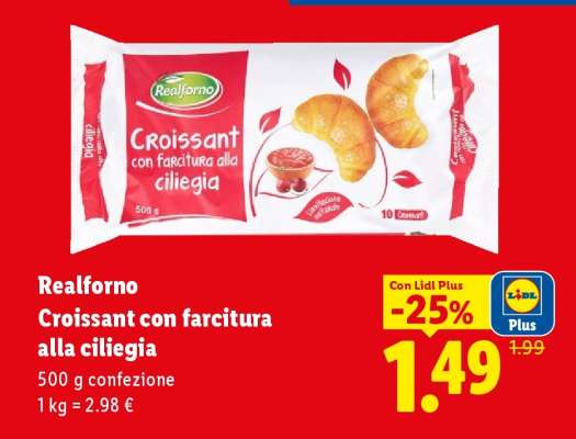Realforno Croissant con farcitura alla ciliegia