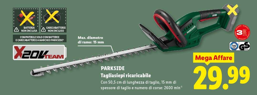 PARKSIDE Tagliasiepi ricaricabile