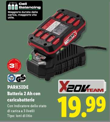 PARKSIDE Batteria 2 Ah con caricabatterie