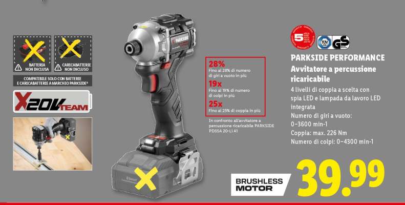 PARKSIDE PERFORMANCE Avvitatore a percussione ricaricabile