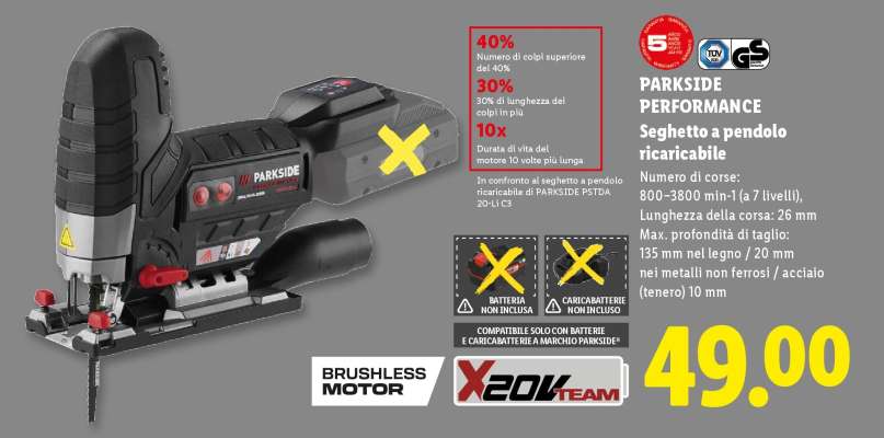 Parkside Performance Seghetto a pendolo ricaricabile