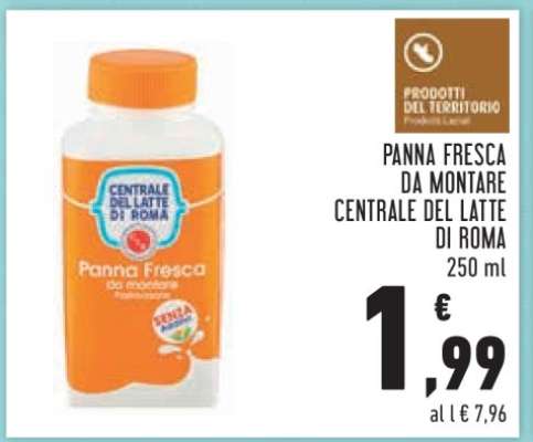 Panna Fresca da Montare Centrale del Latte di Roma