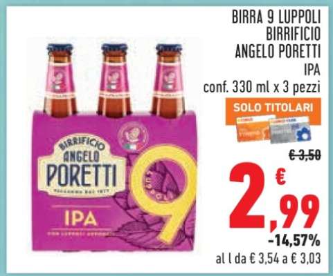 BIRRA 9 LUPPOLI BIRRIFICIO ANGELO PORETTI IPA
