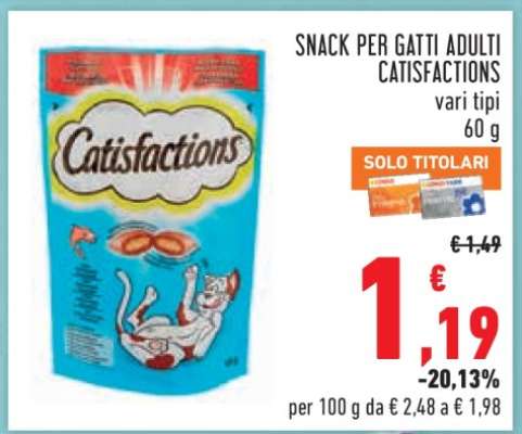 SNACK PER GATTI ADULTI CATISFACTIONS