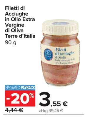 Filetti di Acciughe in Olio Extra Vergine di Oliva Terre d’Italia