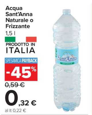 Acqua Sant'Anna Naturale o Frizzante