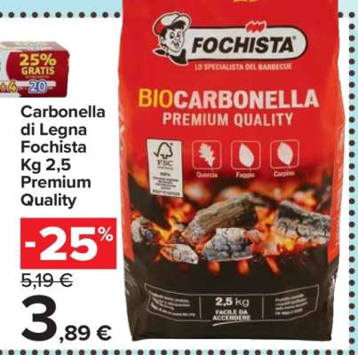 Carbonella di Legna Fochista Kg 2,5 Premium Quality