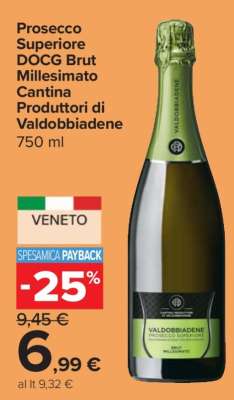 Prosecco Superiore DOCG Brut Millesimato Cantina Produttori di Valdobbiadene