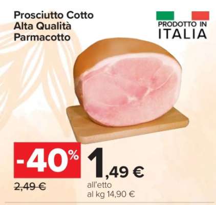 Prosciutto cotto alta qualità PARMACOTTO